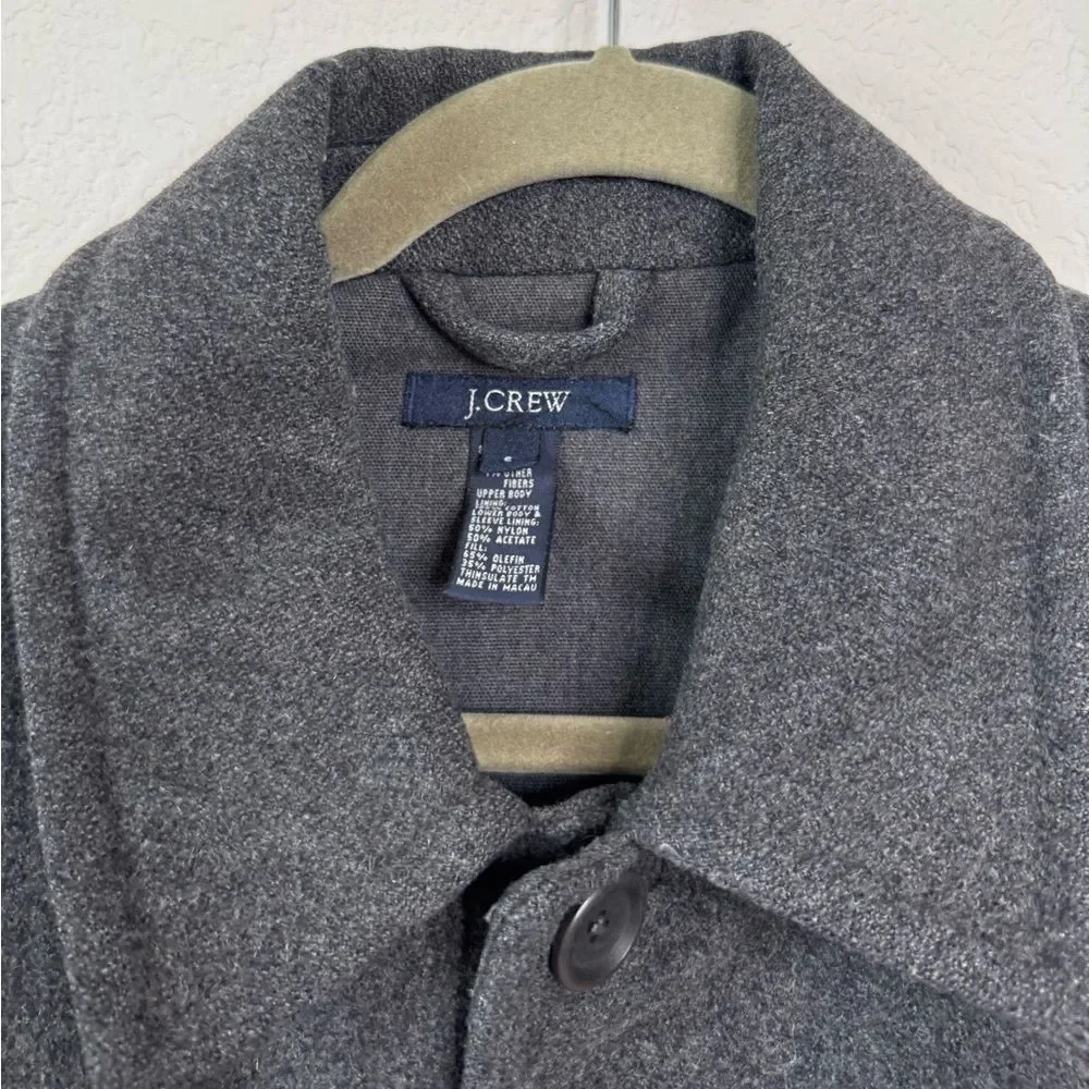 J.Crew Men’s S Wool Blend Gray Button Front Lined Winter Topcoat Overcoat Jacket